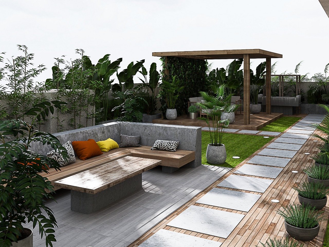 modern villa garden design by Best landscaping company in dubai